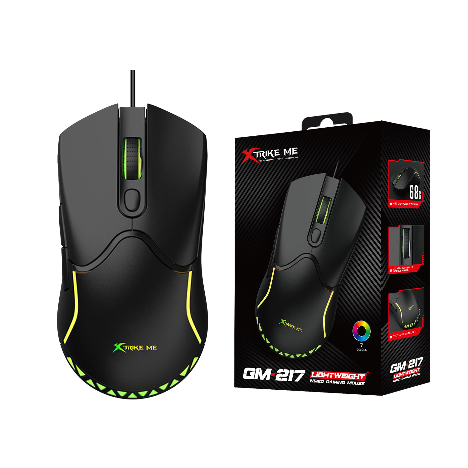 Xtrike Me GM-217 (Black with RGB) USB Wired Gaming Mouse
