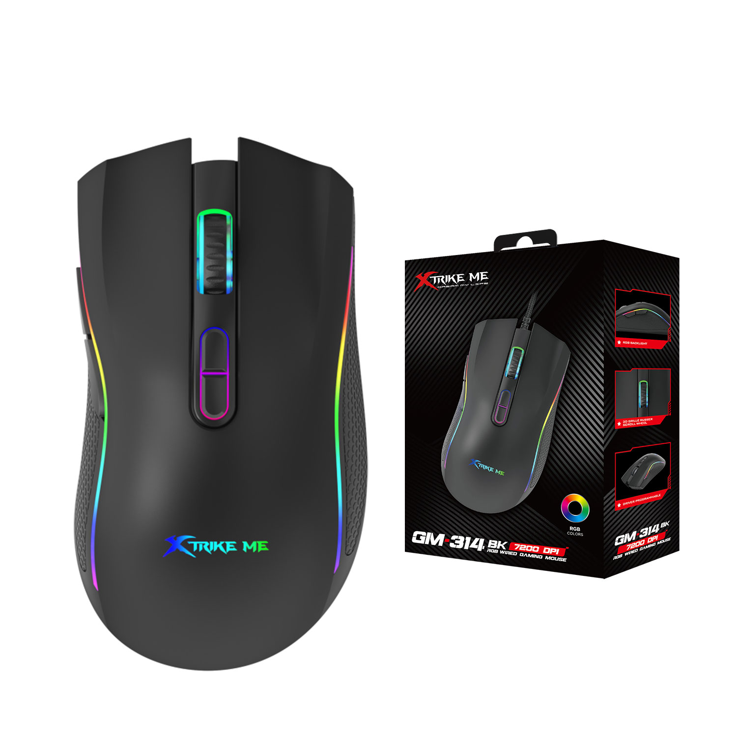 Xtrike Me GM-314 (Black with RGB) BK Wired Gaming Mouse