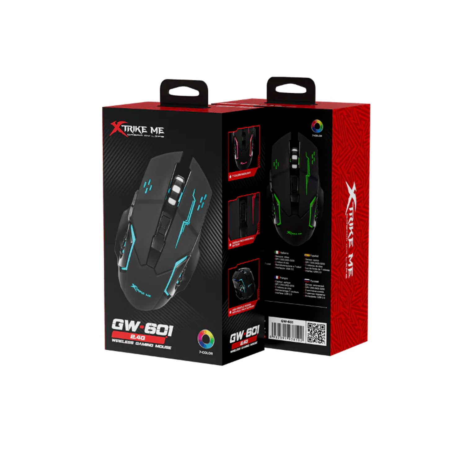 Xtrike Me GW-601 (Black with RGB) 6D Button 3200 DPI Wireless Gaming Mouse