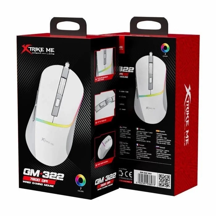 Xtrike Me GM-322 (White with RGB) Ergonomic Wired Gaming Mouse