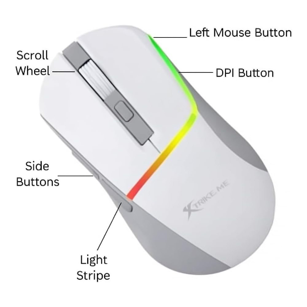Xtrike Me GM-322 (White with RGB) Ergonomic Wired Gaming Mouse image 4