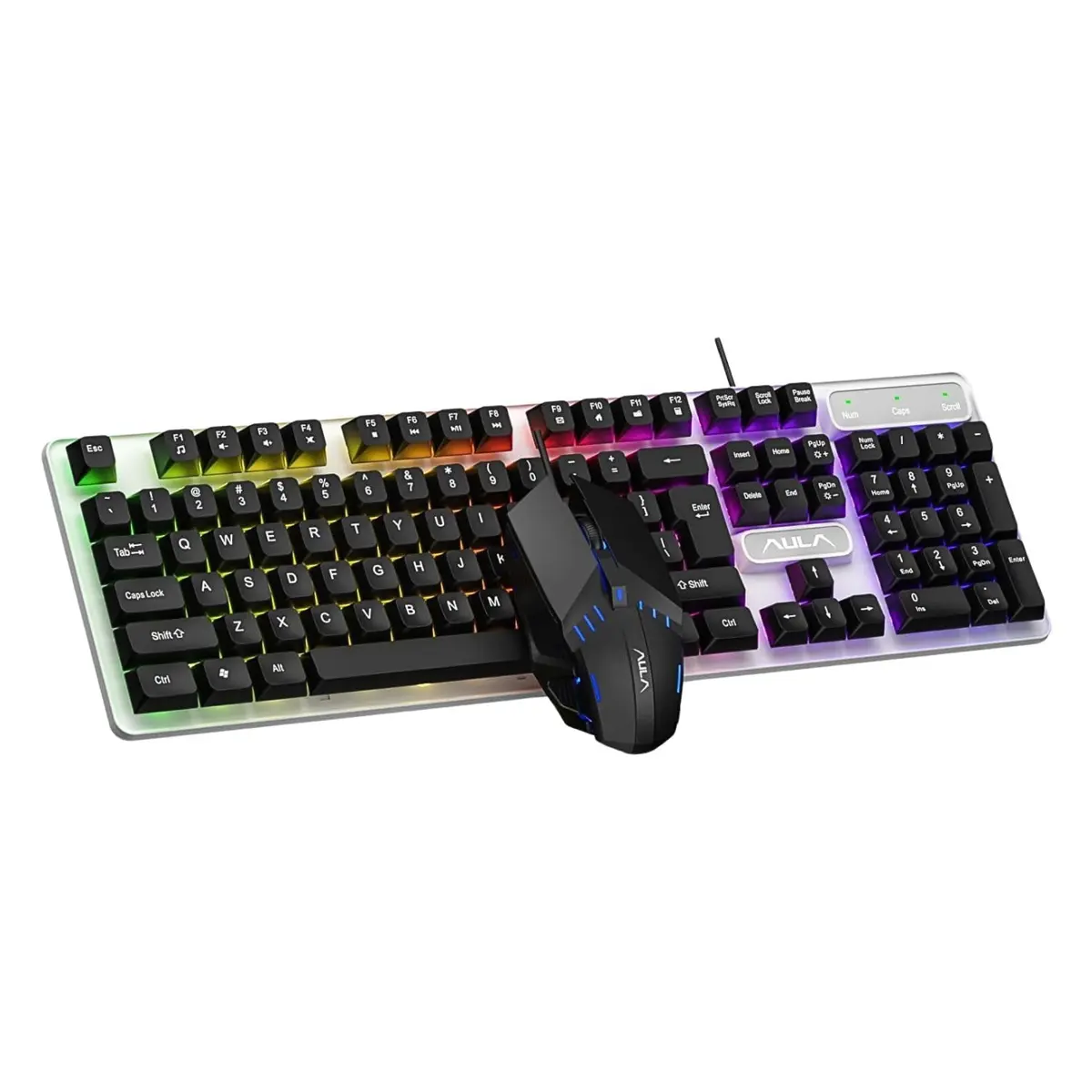 Aula F3061 (Black & White) Membrane Gaming Keyboard & Mouse (2-in-1) Combo price in Pakistan product image