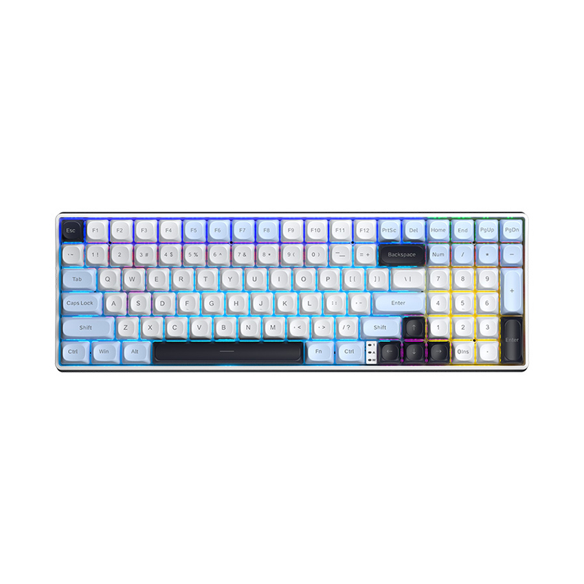 Aula S100 Pro (White with Glacier Blue) Tri-Mode Wireless Gaming Keyboard