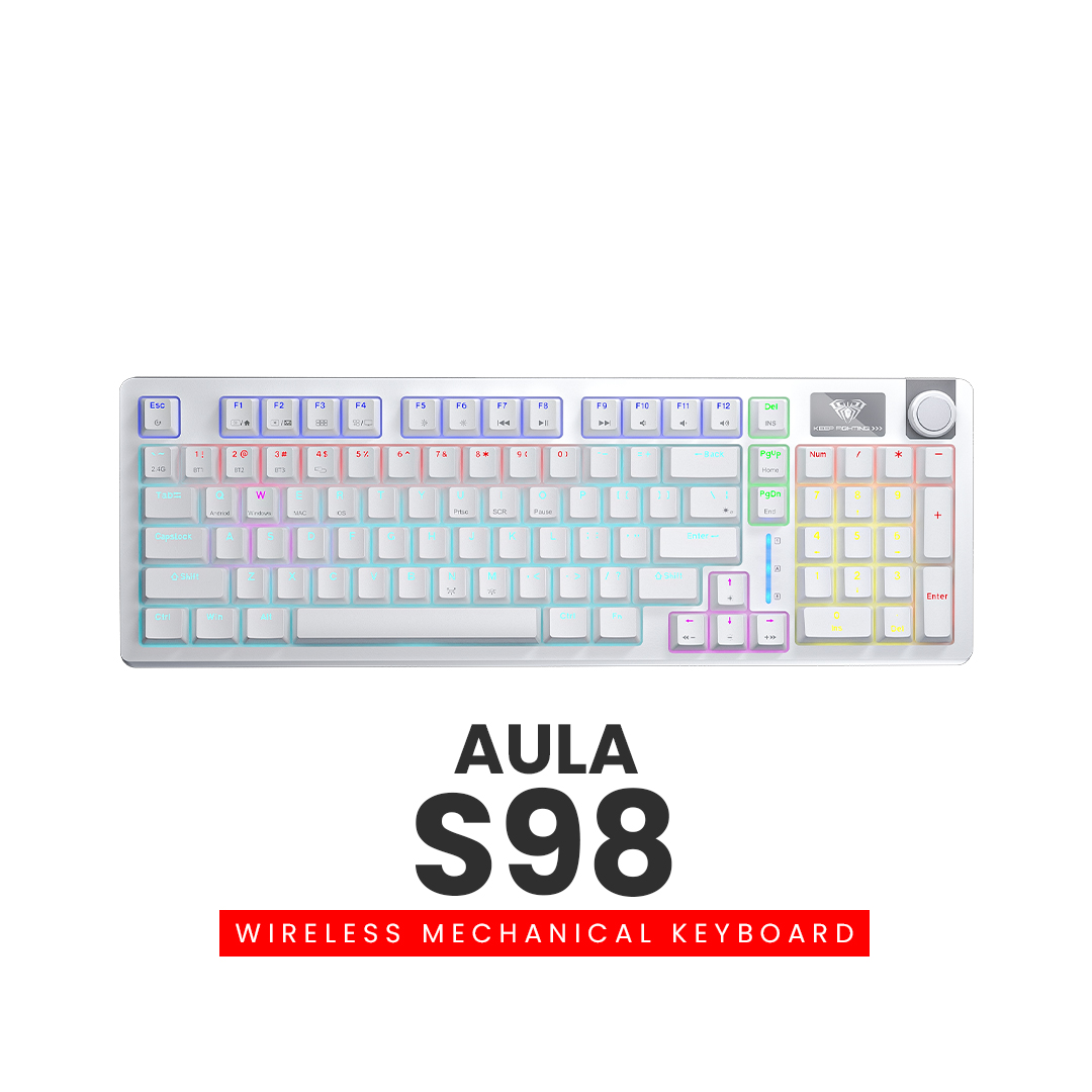 AULA S98 (White with RGB) Gasket 98% Layout Mechanical Keyboard