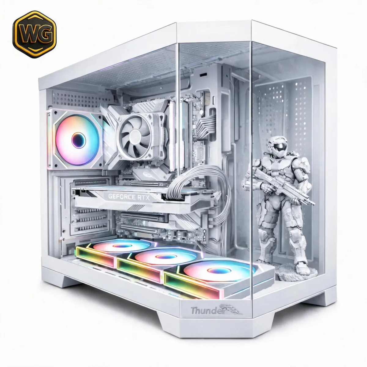Thunder Spartan TGC-2142 (White) Mid-Tower 4x ARGB Infinity Fans Micro-ATX Gaming PC Case