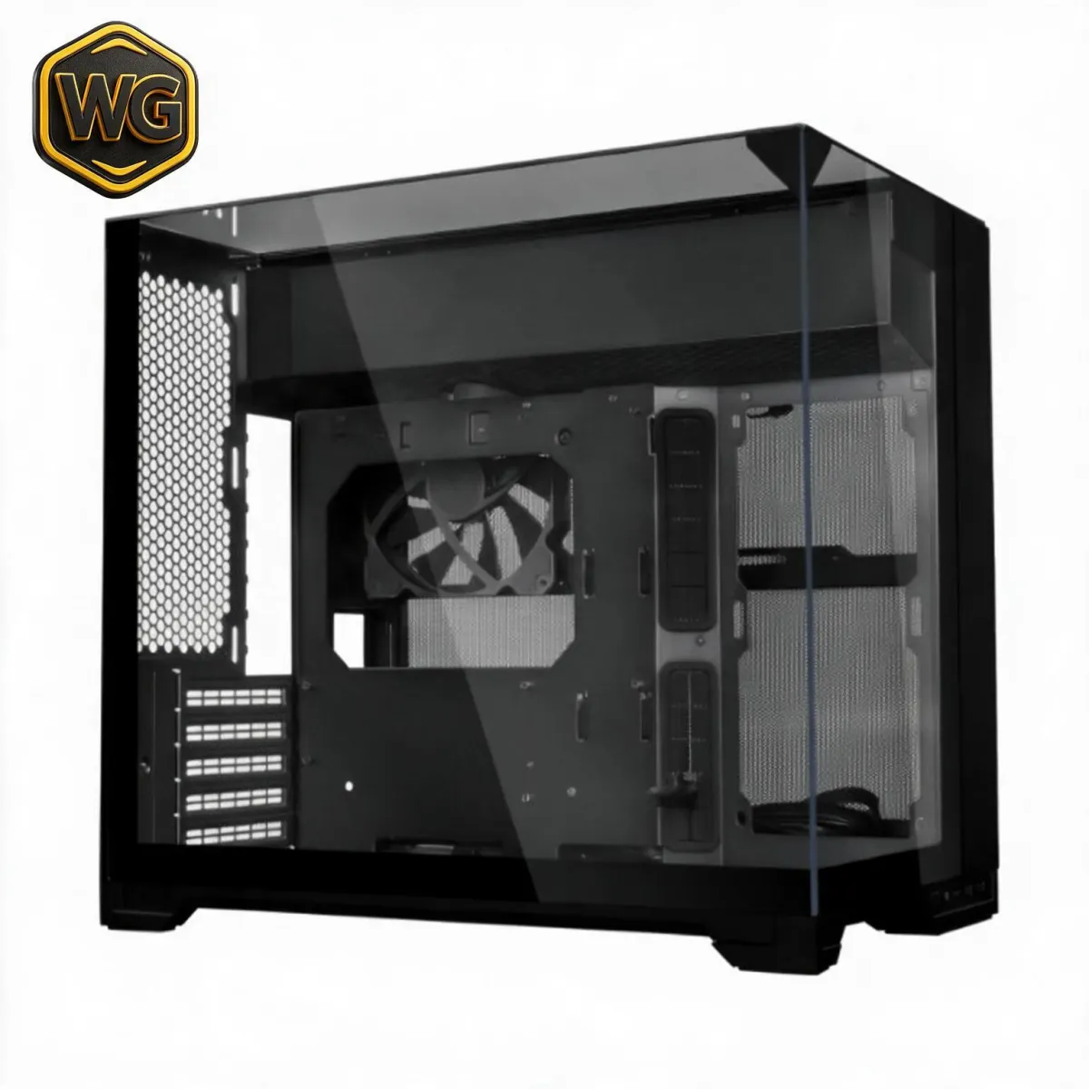 LIAN LI O11 VISION-M (Black) Dual-Chamber Tempered Glass Micro-ATX PC Case