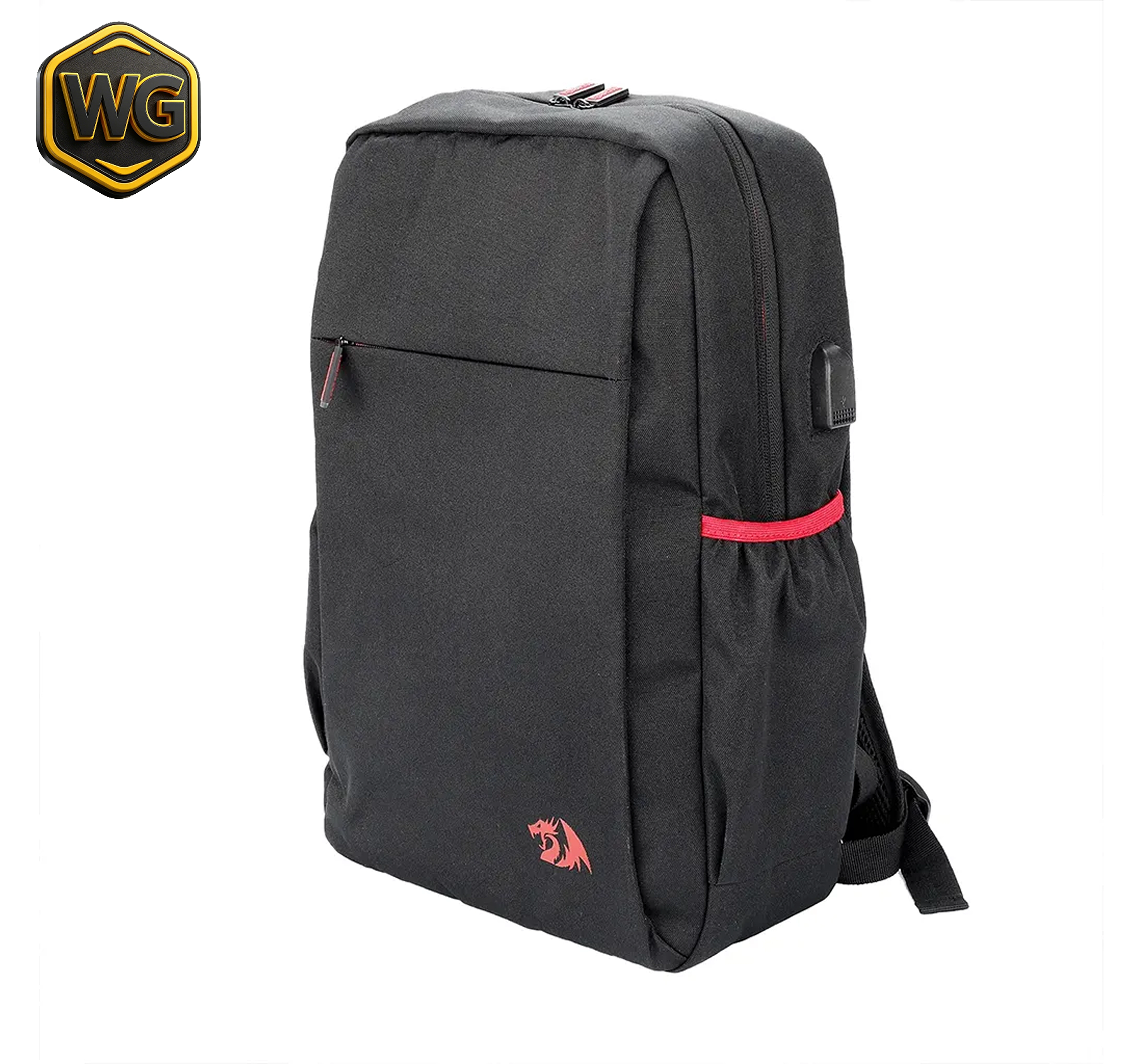 Redragon accessories Redragon Heracles GB-82 (Black & Red) 15.6″inch with USB-A Charging Port Multi-Compartment Backpack front view