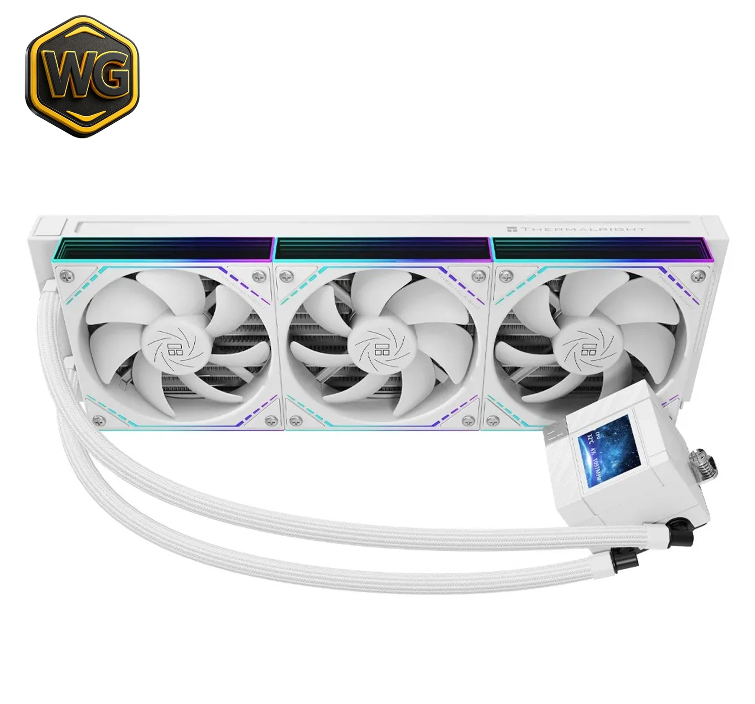 Thermalright pc gear Thermalright Core Matrix 360 Vision (White) 3.95″ IPS LCD Display with ARGB Fans AIO Liquid CPU Cooler front view