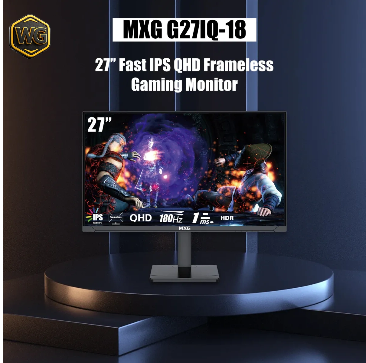 MXG G27IQ-18 (Graphite with RGB) 27″ QHD IPS 180Hz HDR Free Sync Gaming Monitor price in Pakistan product image