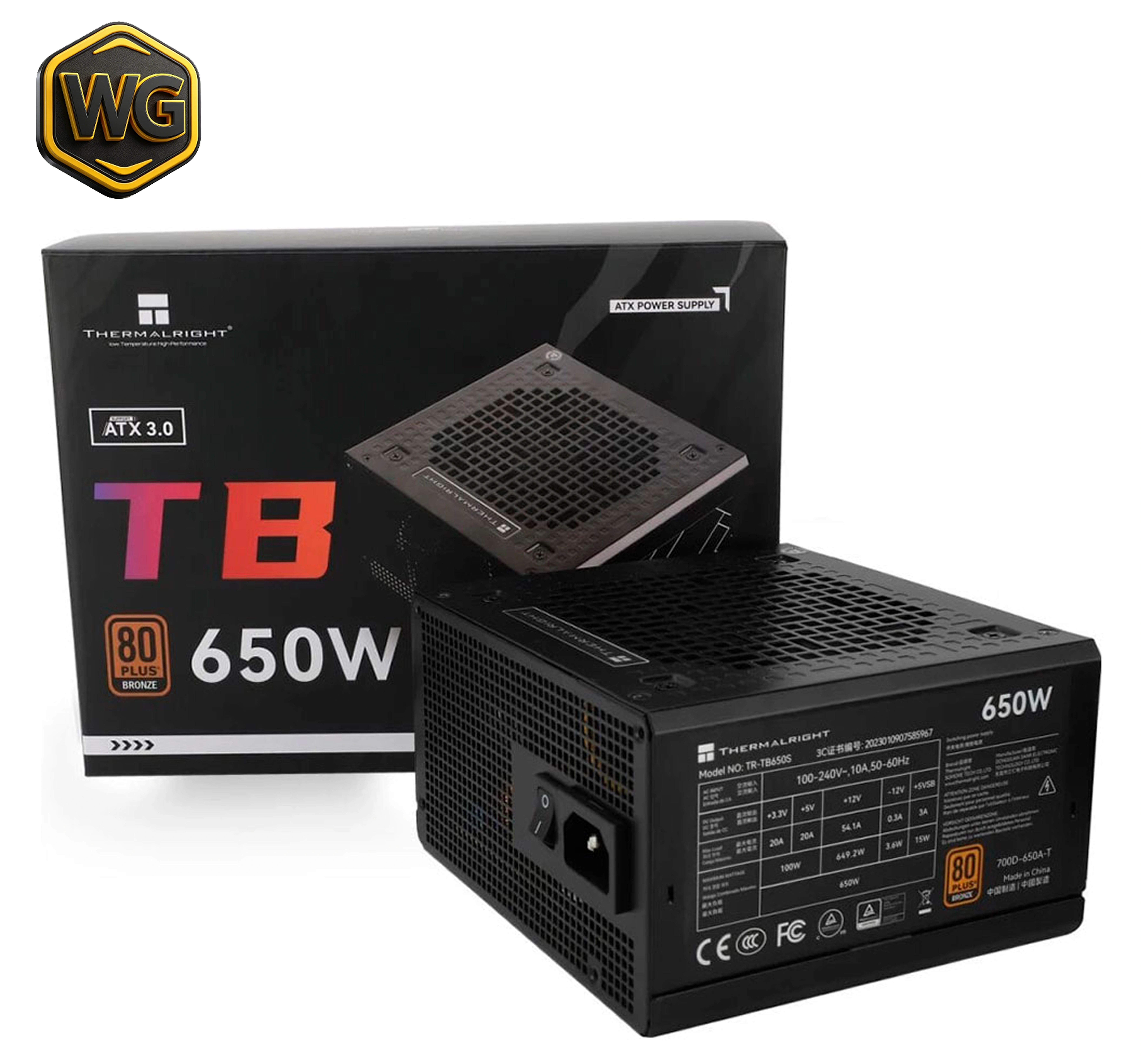 Thermalright TB-650S (Black) 650W 80 PLUS Bronze ATX 3.0 Non-Modular Power Supply