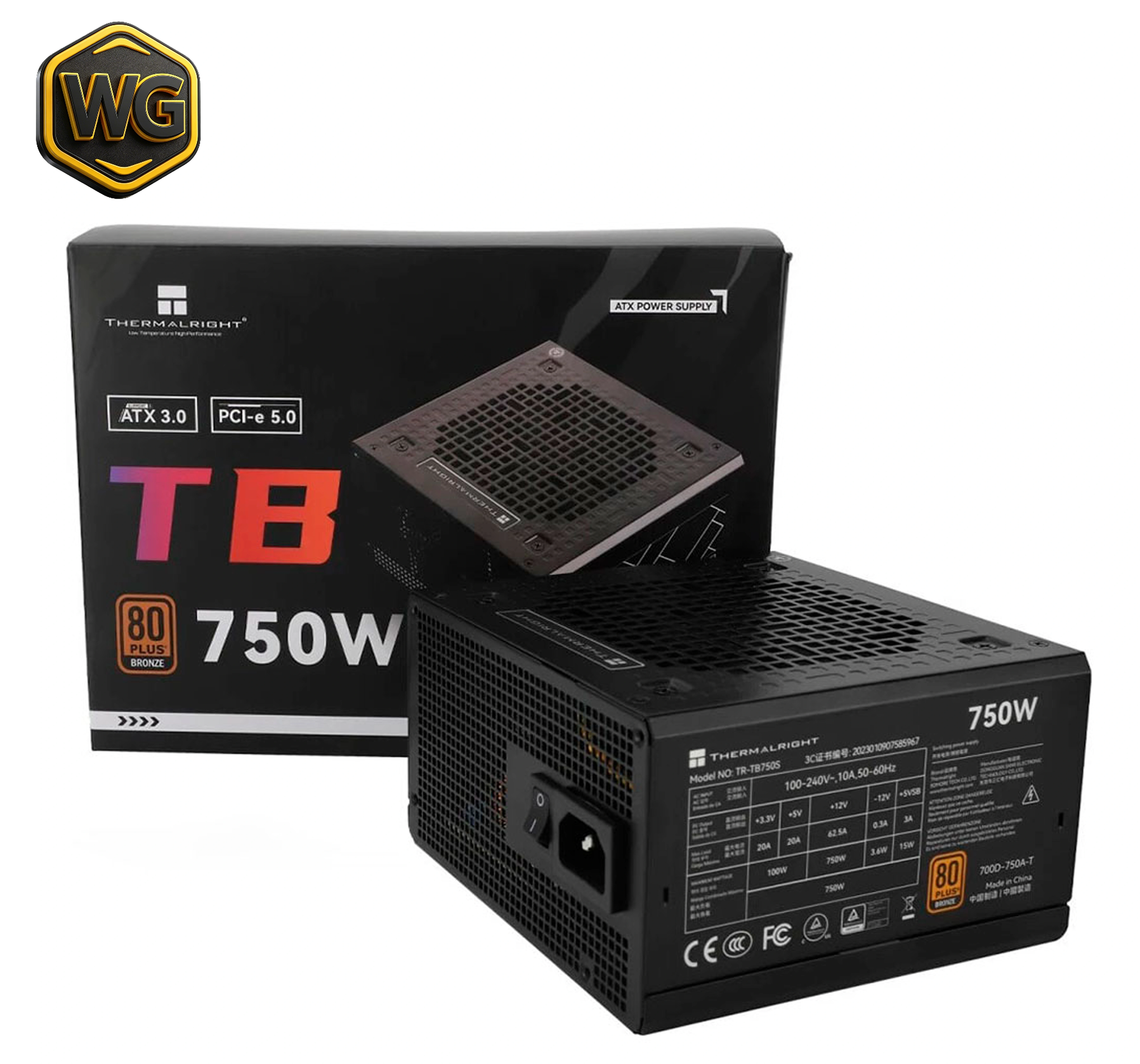 Thermalright TB-750S (Black) 750W 80 PLUS Bronze ATX 3.0 Non-Modular Power Supply