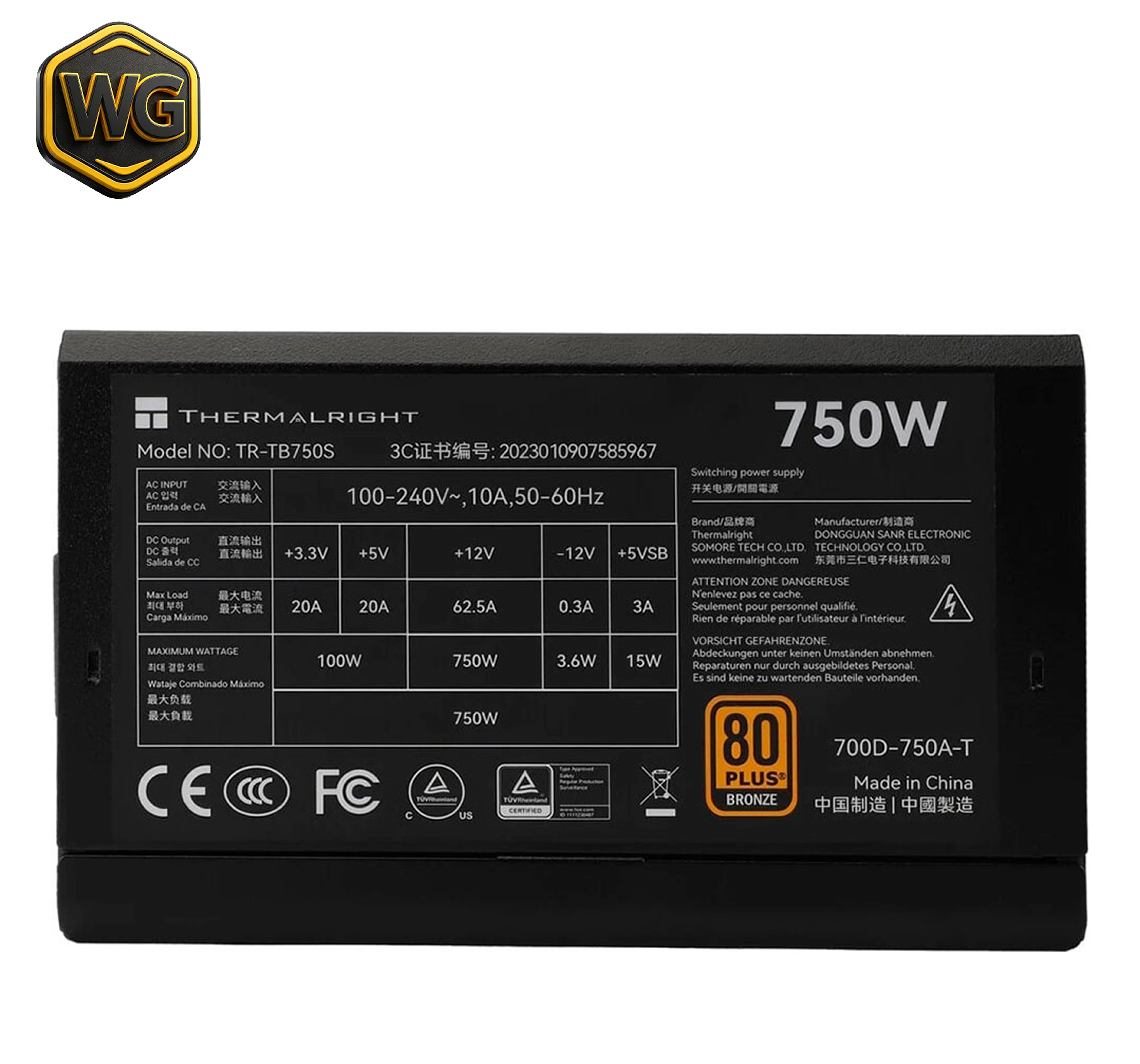Buy Thermalright TB-750S (Black) 750W 80 PLUS Bronze ATX 3.0 Non-Modular Power Supply online in Pakistan at WaddaGamer