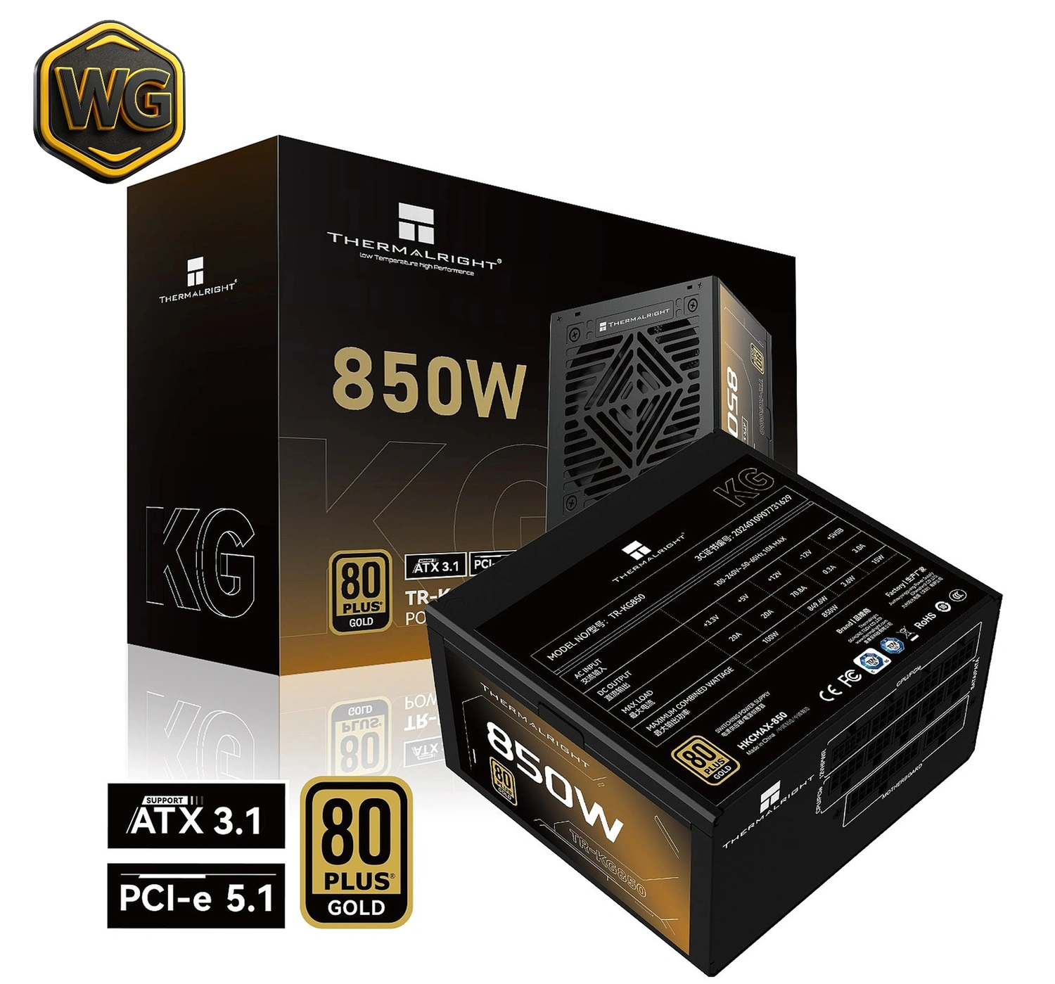 Thermalright KG850 (Black) 850W 80+ Gold ATX 3.1 Fully Modular Power Supply