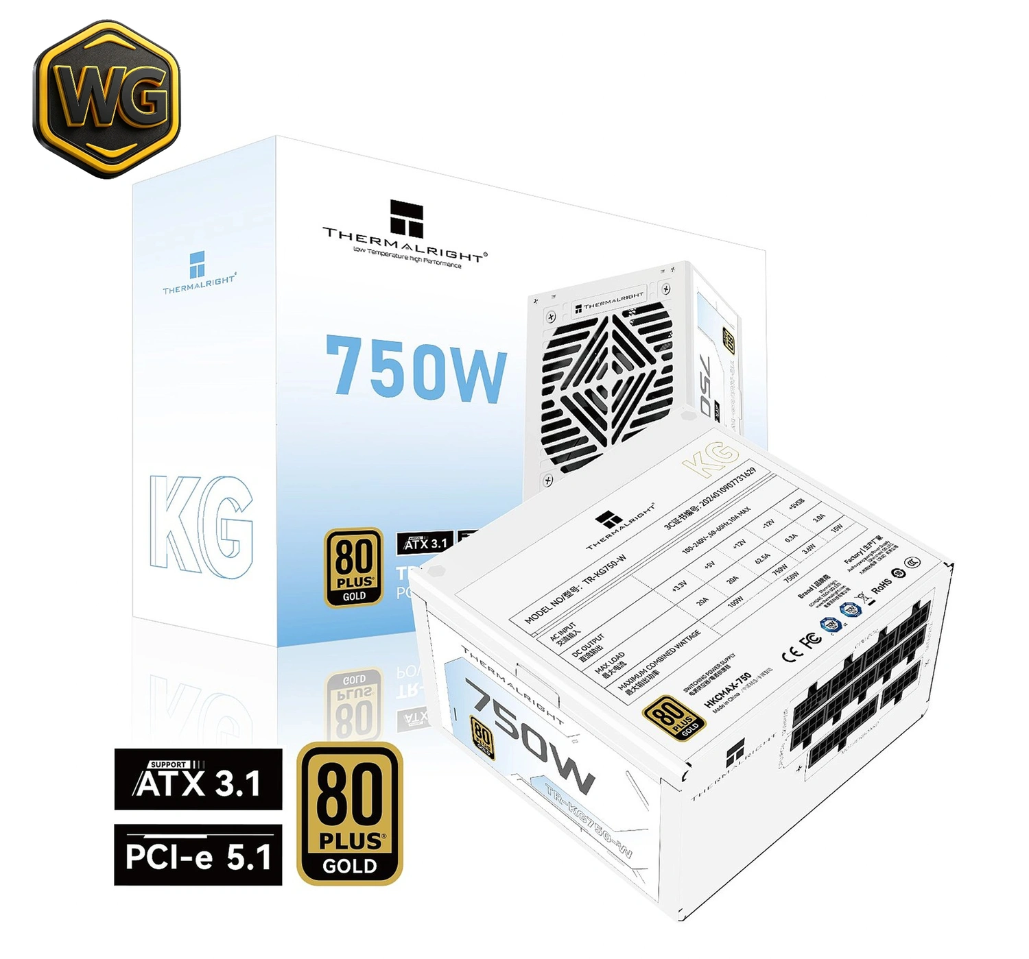 Thermalright KG750 (White) 750W 80+ Gold ATX 3.1 Fully Modular Power Supply