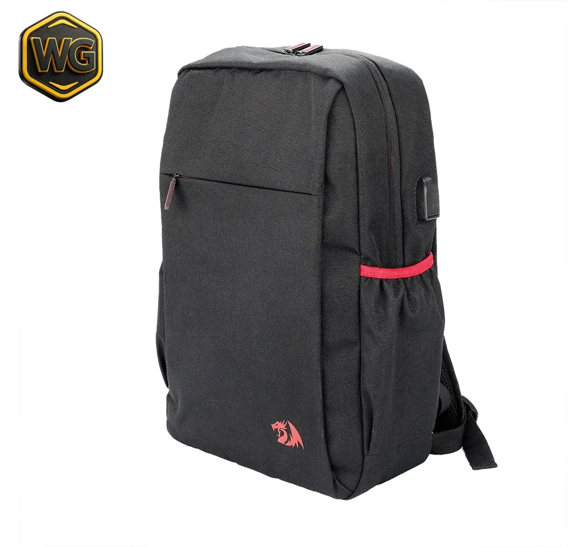 Redragon accessories Redragon Heracles GB-82 (Black & Red) 15.6″inch with USB-A Charging Port Multi-Compartment Backpack front view