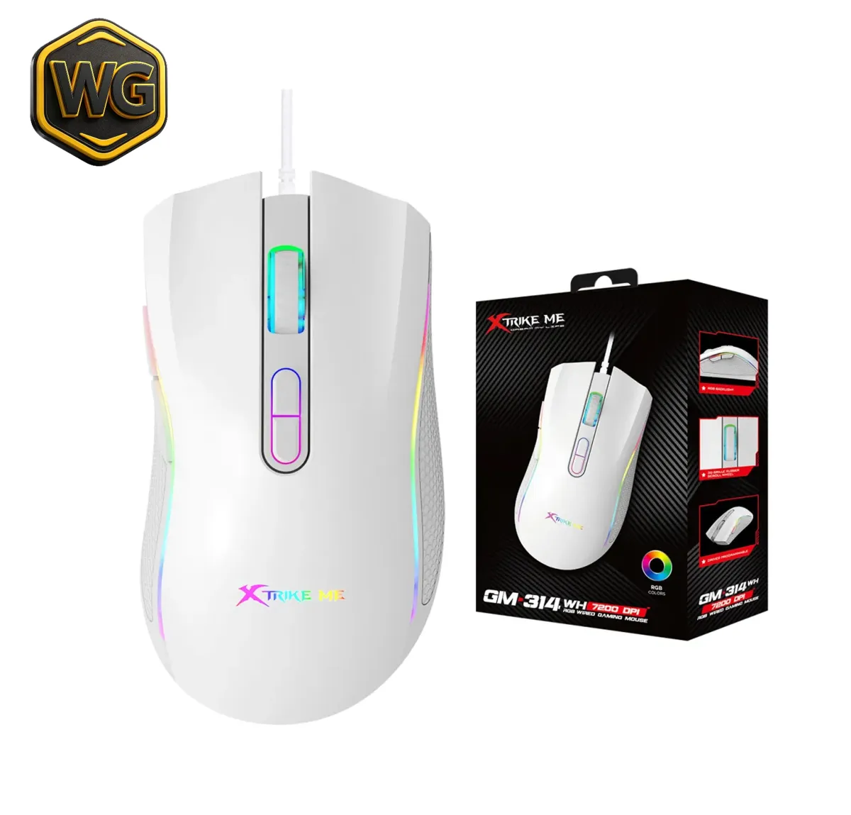 Xtrike Me GM-314 RGB Wired Gaming Mouse – White price in Pakistan product image