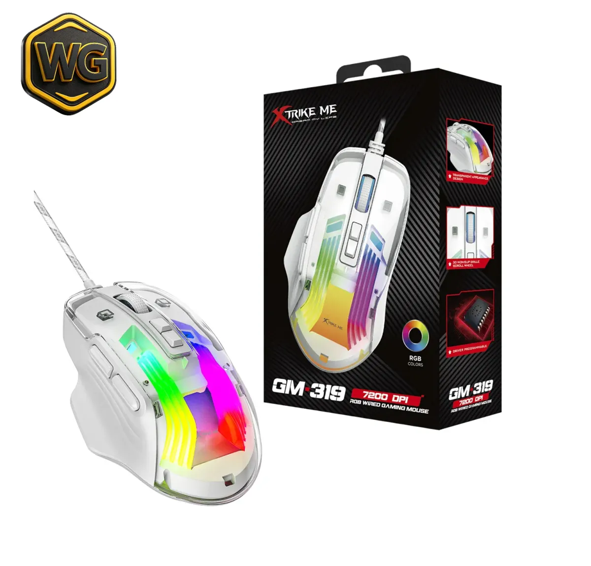 Xtrike Me GM-319 RGB Wired Gaming Mouse – White price in Pakistan product image
