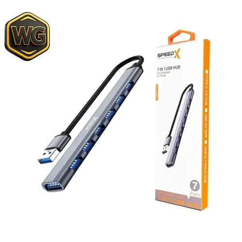 Speed-X SP-UH307AL 7-Port USB 3.0 Hub - Grey price in Pakistan product image