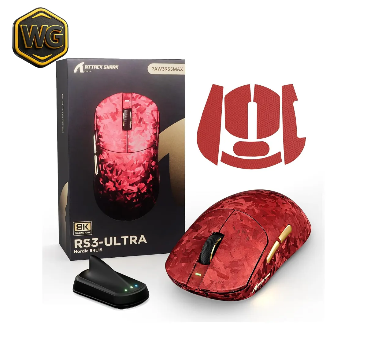 Attack Shark RS3 ULTRA Wireless Gaming Mouse – Red price in Pakistan product image