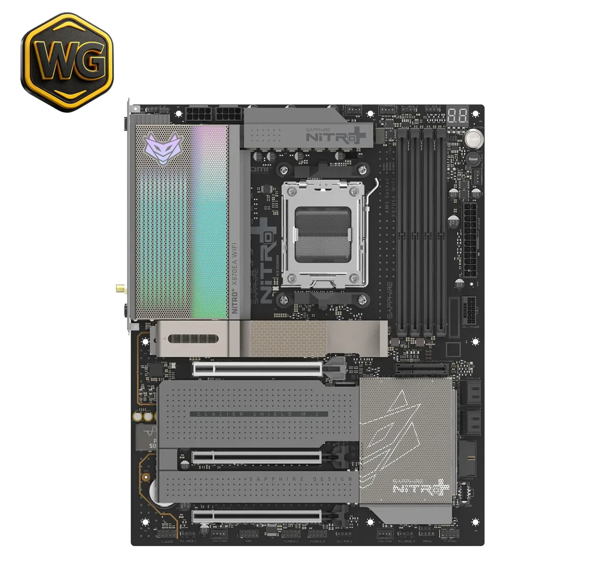 Sapphire pc gear Sapphire NITRO+ X870EA PhantomLink AM5 Motherboard front view