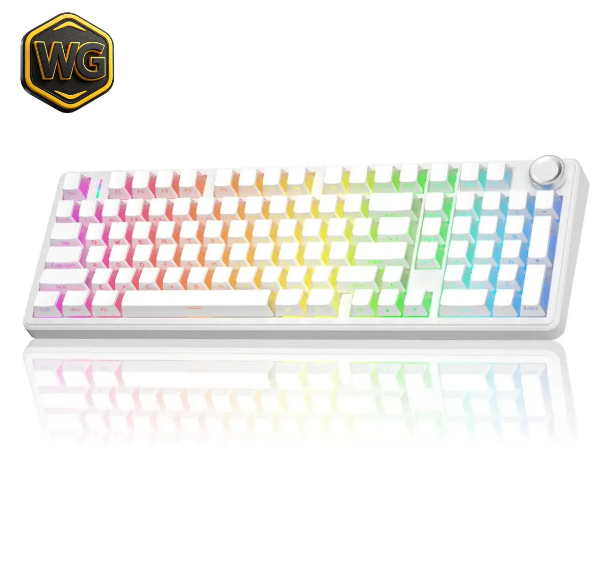 AULA pc gear AULA F99 Pro Wireless Mechanical Keyboard White 96% front view