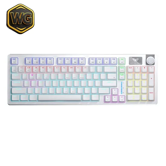 AULA pc gear AULA S98 White RGB Gasket Mechanical Keyboard front view