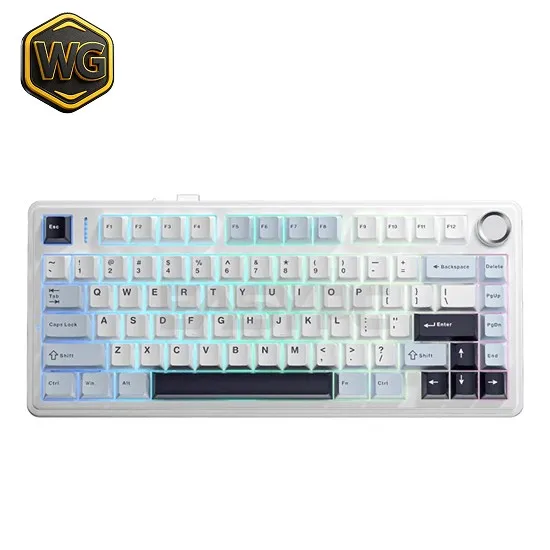 AULA pc gear AULA F75 Glacier Blue 75% Gasket Mechanical Keyboard front view