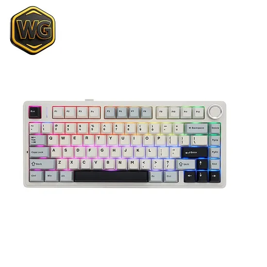 AULA pc gear AULA F75 Glacier Blue 75% Gasket Mechanical Keyboard front view