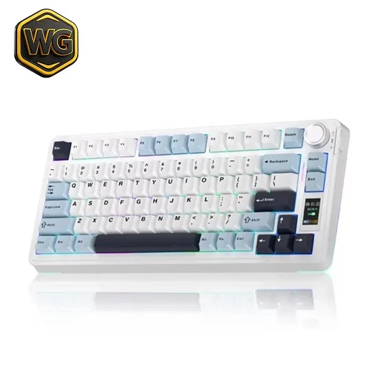 AULA pc gear AULA S75 Pro Wireless Mechanical Keyboard – Glacial Blue front view