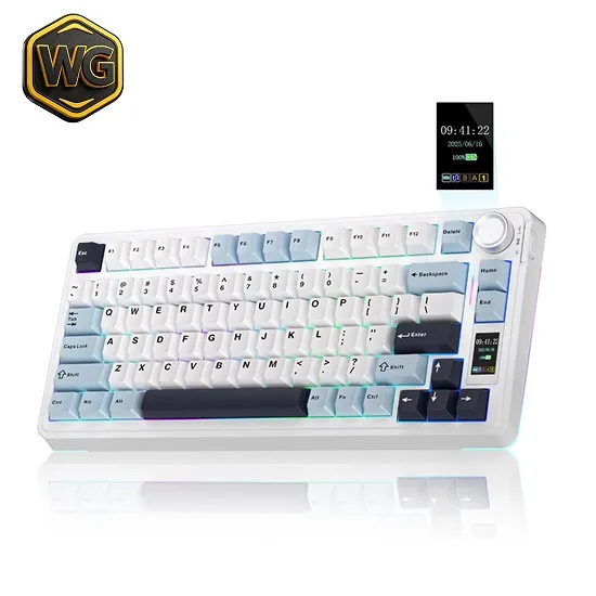 AULA S75 Pro Wireless Mechanical Keyboard – Glacial Blue price in Pakistan product image