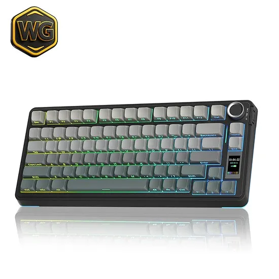 AULA pc gear AULA S75 Pro Tri-Mode Mechanical Keyboard - Gradient Grey front view