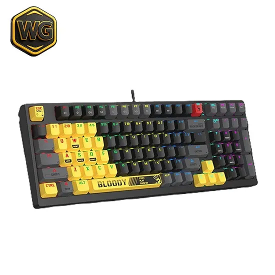 Bloody pc gear Bloody S98 RGB Mechanical Gaming Keyboard – Lime front view